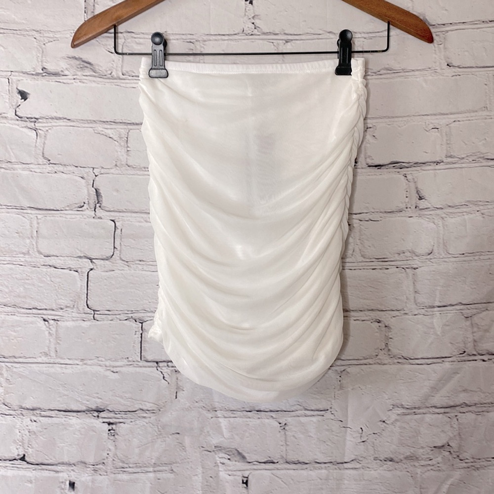Thirty Thirty White Sheer Mini Skirt Size Small